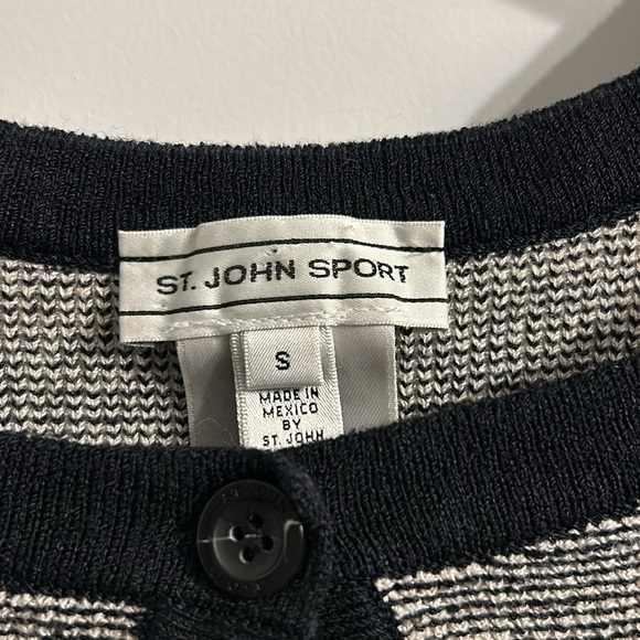 ST. JOHN Sport Wool Racing Stripe Cardigan - Picture 2 of 6